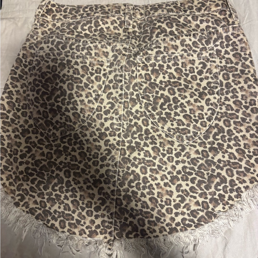 We The Free Leopard Print Denim Skirt - Picture 2 of 3